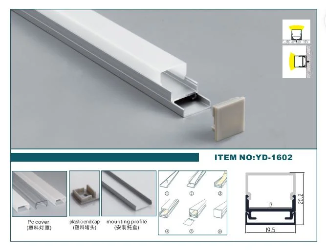 Surface Mounted LED Aluminum Profile with Acrylic Cover Rectangular Shape